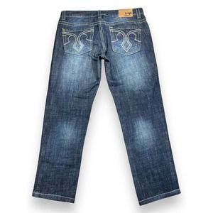 Marc Ecko Cut & Sew Mens 36 Slim-Fit Y2K Hemmed Denim Blue Jeans (38 x 27.5)